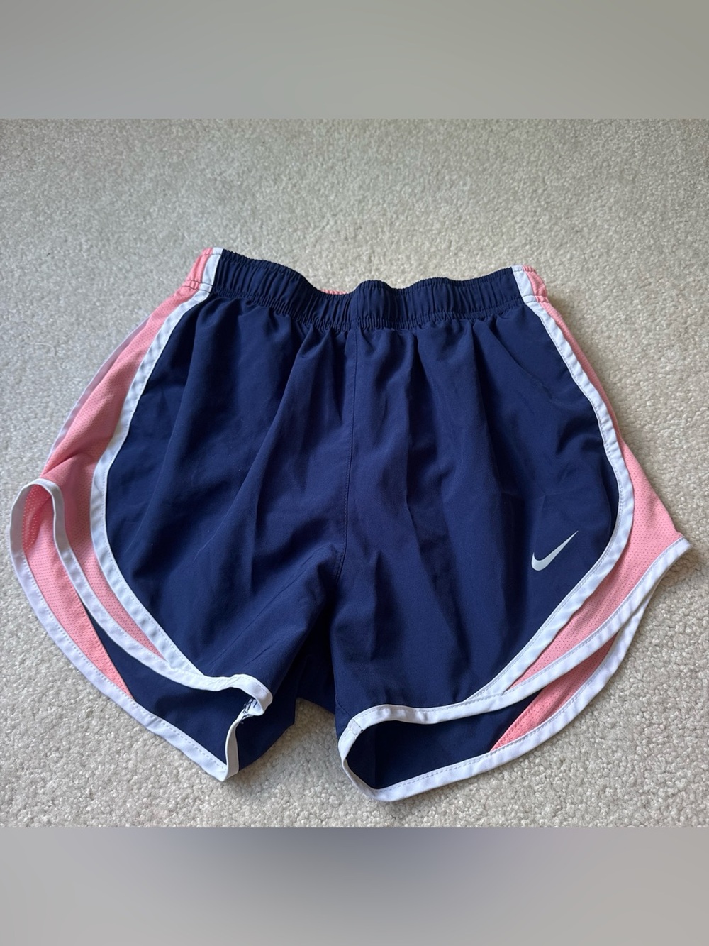 Nike Navy Athletic Shorts with Pink and White Trim